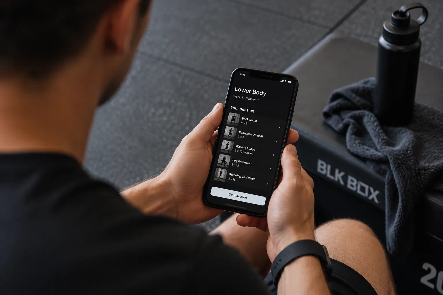 Athlete reviewing a planned Credo training session before starting